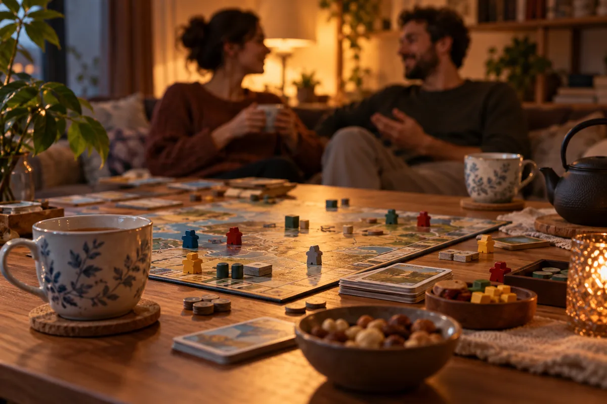 Tazze di tè accanto a una partita durante una pausa